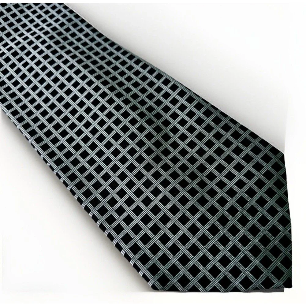 Brooks Brothers Makers Tie Blue Checkered Basket Weave Necktie Made USA NEW